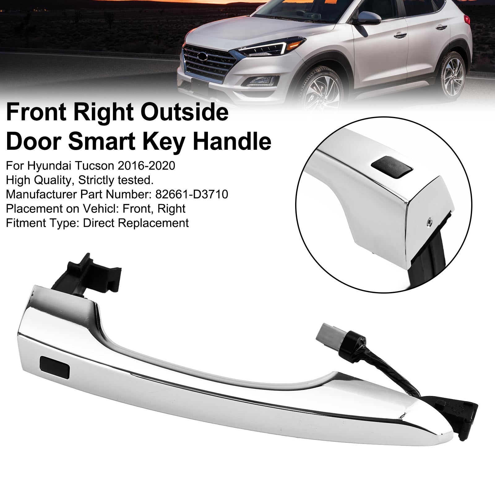 Front Right Outside Door Smart Key Handle 82661D3710 For Hyundai Tucson 16-2020