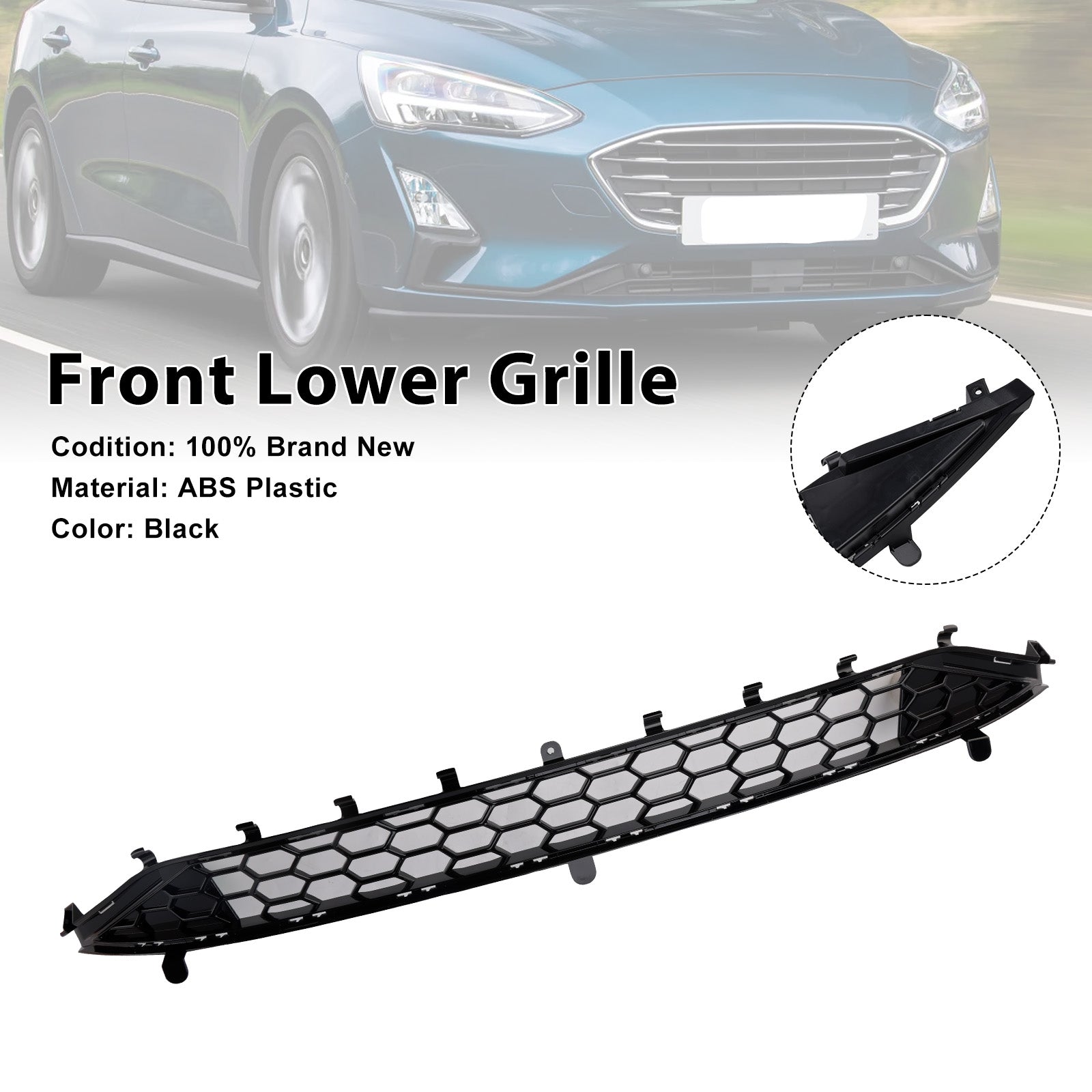 2018-2021 Ford Focus MK4 St Style Front Bumper Lower Grill Grille Black