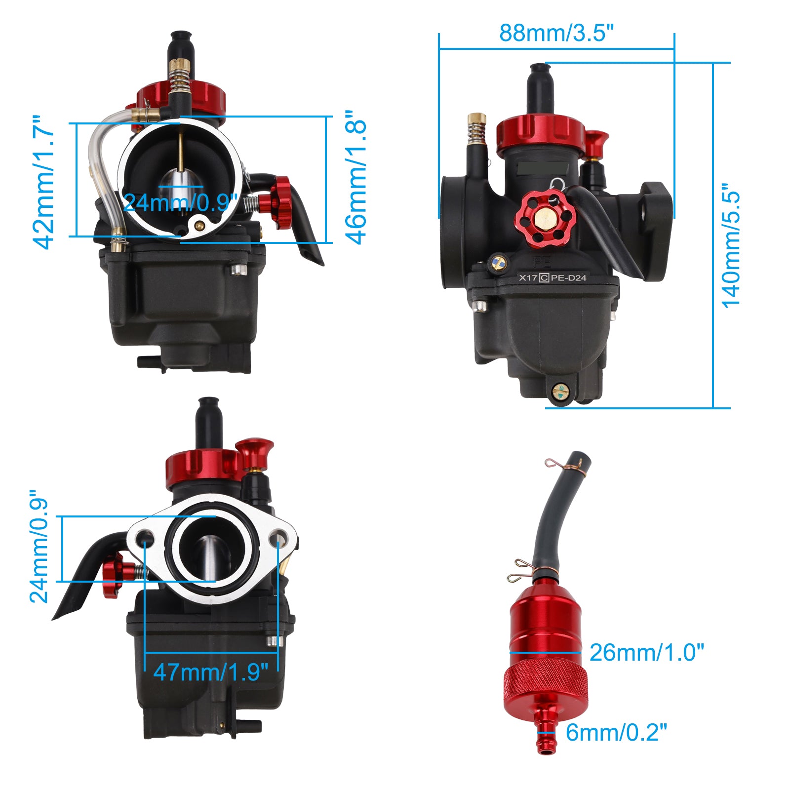 ATV Carburetor Carb 24mm for 140cc-150cc Motorcycle dirt bike Go karts