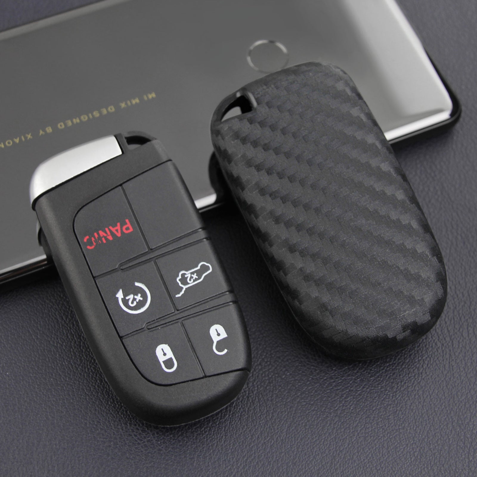 Leather Silicone Car Key Case Cover With Buckle For Jeep