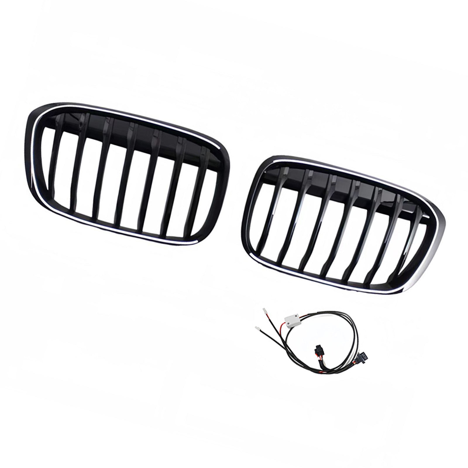 2016-2019 Fit BMW X1 F48 F49 2PCS Gloss Black Front Kidney Grill Grille