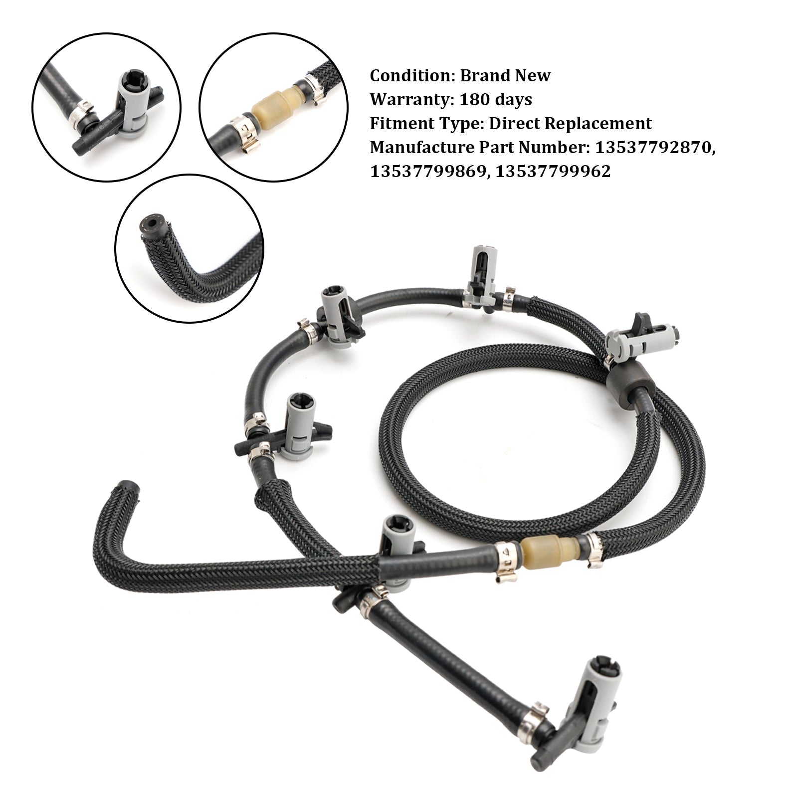 BMW 3 5 6 7 X2 X3 X5 X6 Fuel Return Line Hose Pipe Injector Hose Leak Line 13537792870 13537799869
