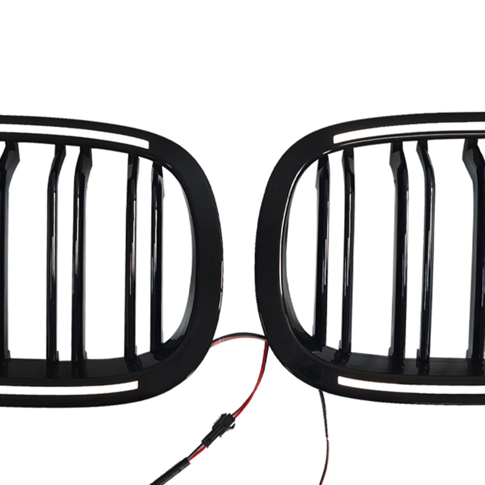 2PCS Glossy Black Front Sport Kidney Grille Fit BMW E60 E61 520i 530i 2004-2009