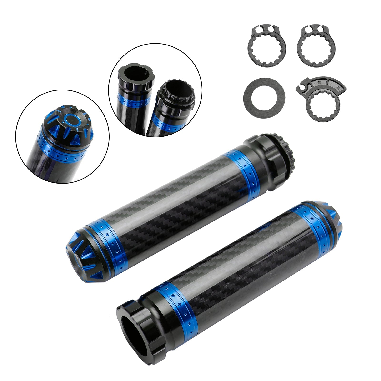 7/8"/22Mm Motorcycle Handle Bar Hand Grips Carbon Universal Green For Motorcycle Silver