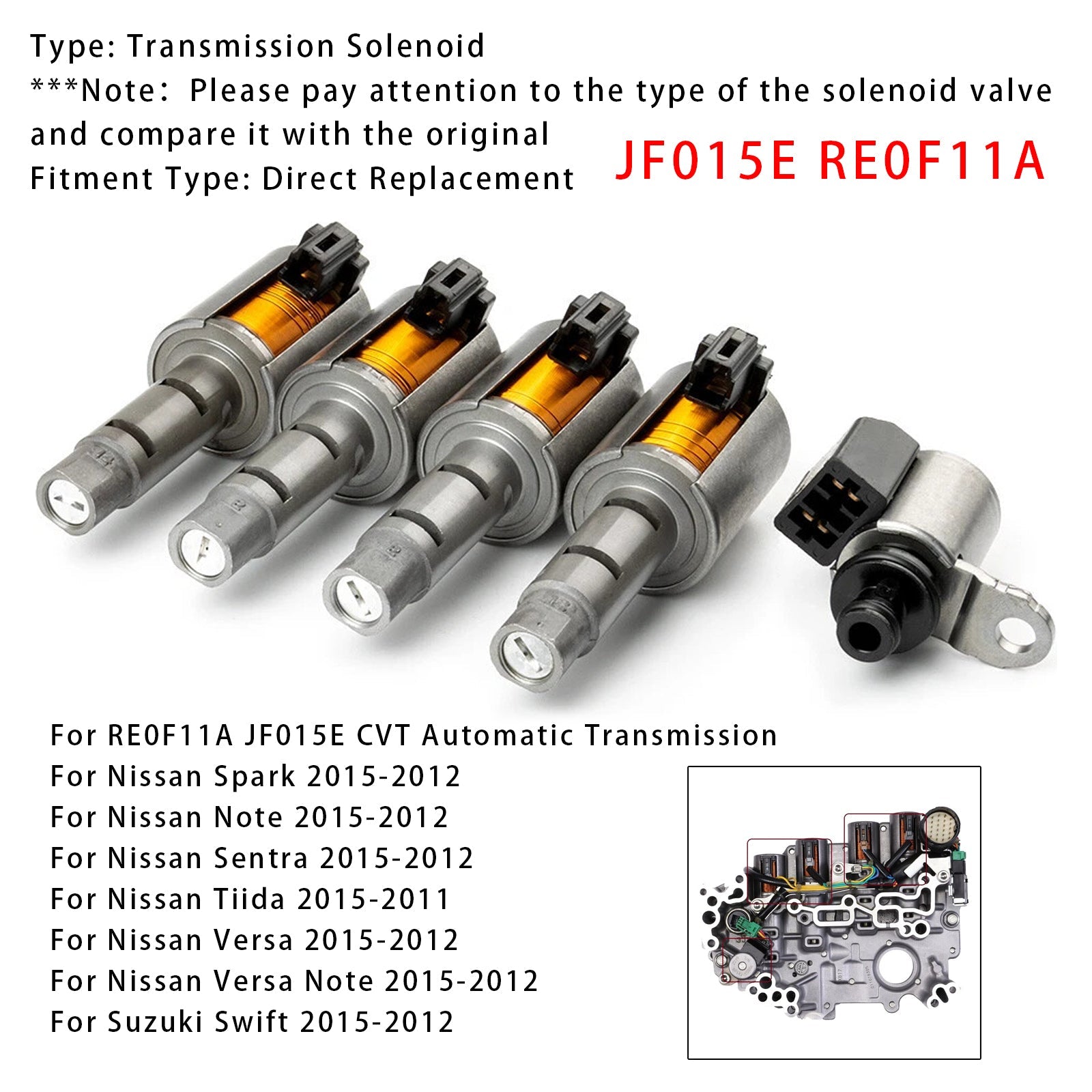 2015-2012 Nissan Note JF015E RE0F11A CTV Transmission Solenoid Kit