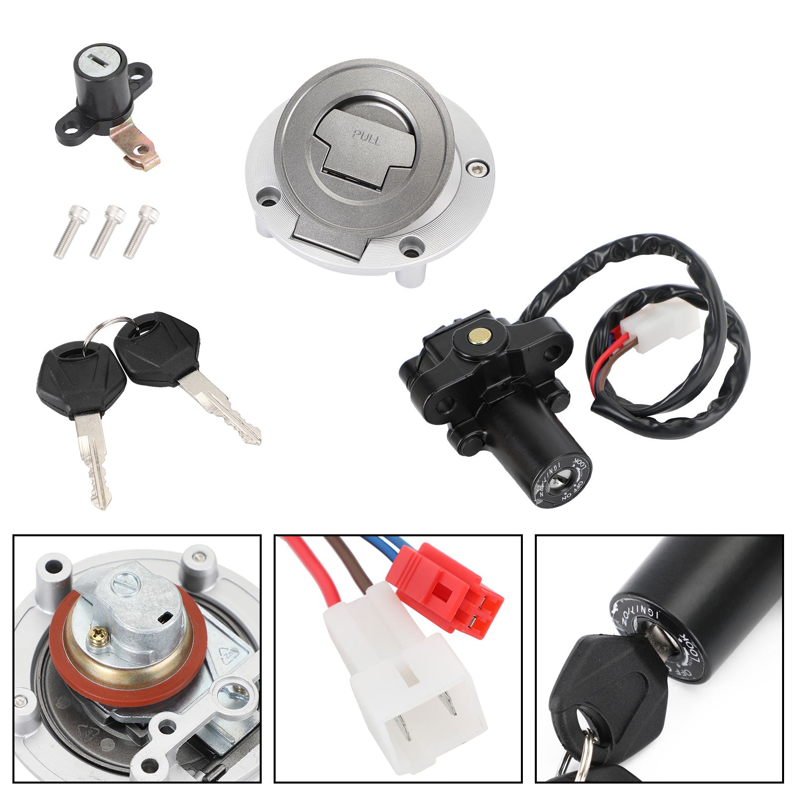 Aluminum Ignition Switch Fuel Gas Cap Seat Lock Set Generic For Yamaha FZ10 2017