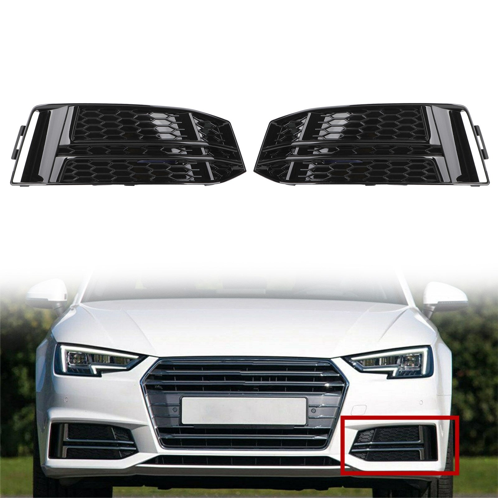 2016 2017 2018 AUDI S4/A4 B9 S-LINE Pair Front Fog Light Cover 8W0 807 681 F 8W0 807 682 F Generic